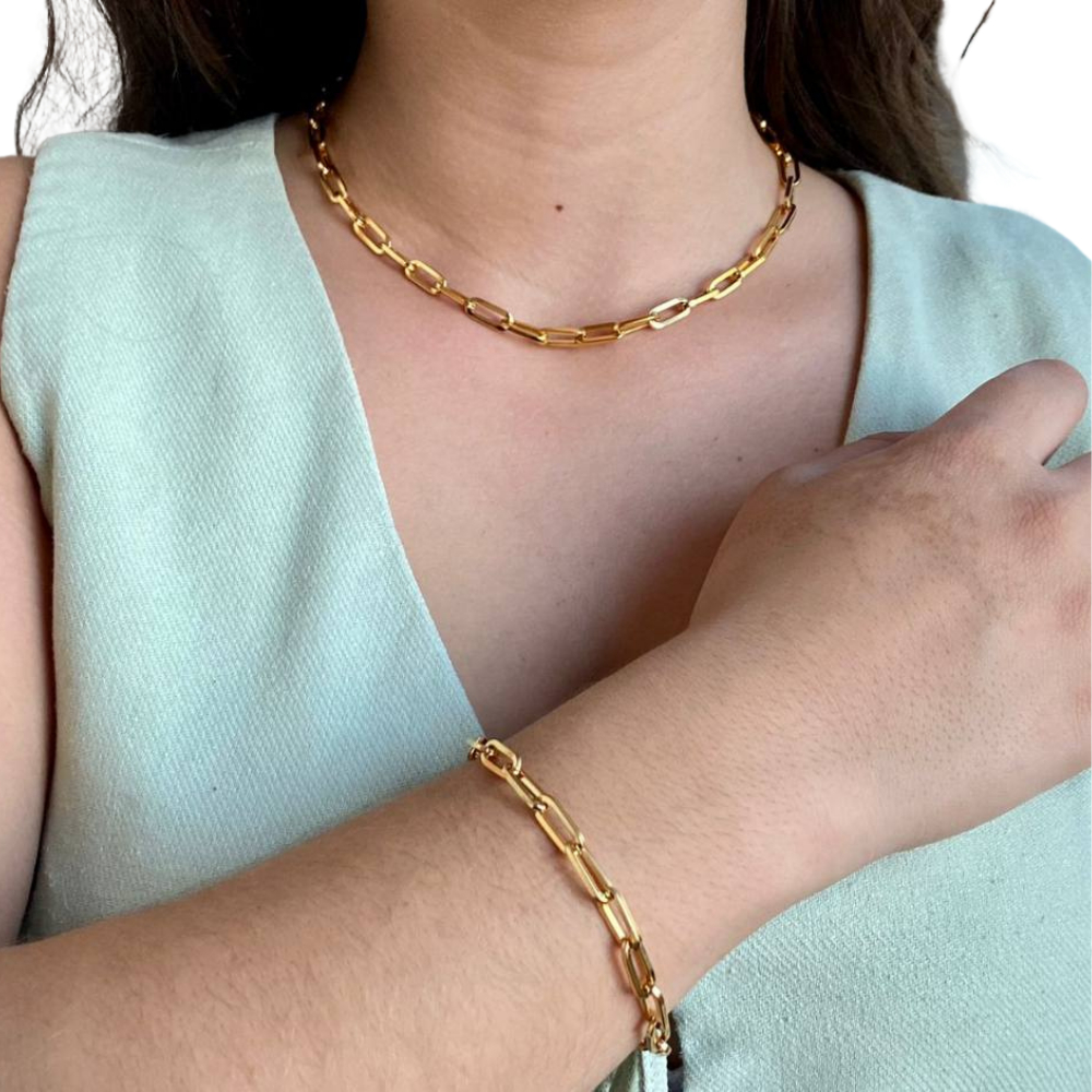 Conjunto Colar e Pulseira Feminino Elegância Alta Qualidade