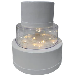 Bolo Fake PARA DECORAR incluso Base de Acrílico (Brinde fio led) Medidas: 15x10, 20x7,5 e 25x10 altura total: 27,5 cm