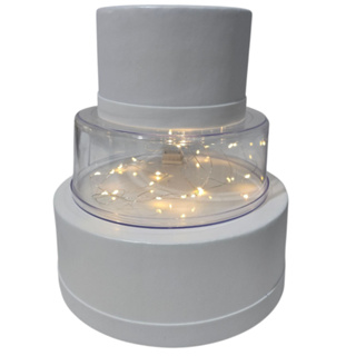 Bolo Fake PARA DECORAR  incluso  Base de Acrílico (Brinde fio led) Medidas: 15x10, 20x7,5 e 25x10 altura total: 27,5 cm em Oferta na Shopee