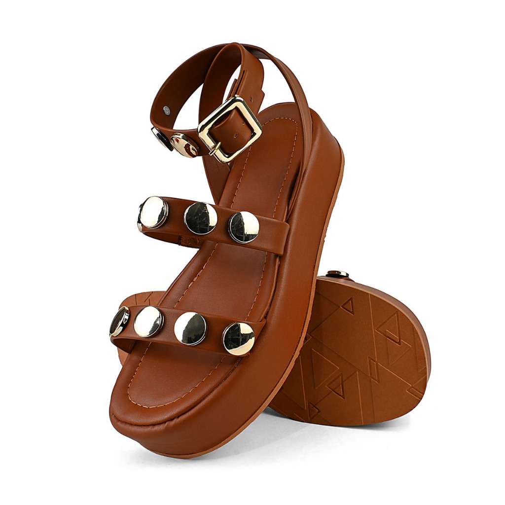 Sandália Plataforma Feminina com Aplicação Elegante Flatform Alta Confortável Estilo Moderno