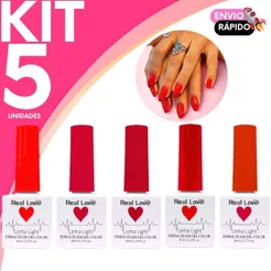 Esmalte em Gel Real Love Tons de Vermelho Linha Light - Unhas Vermelhas Clássicas e Modernas