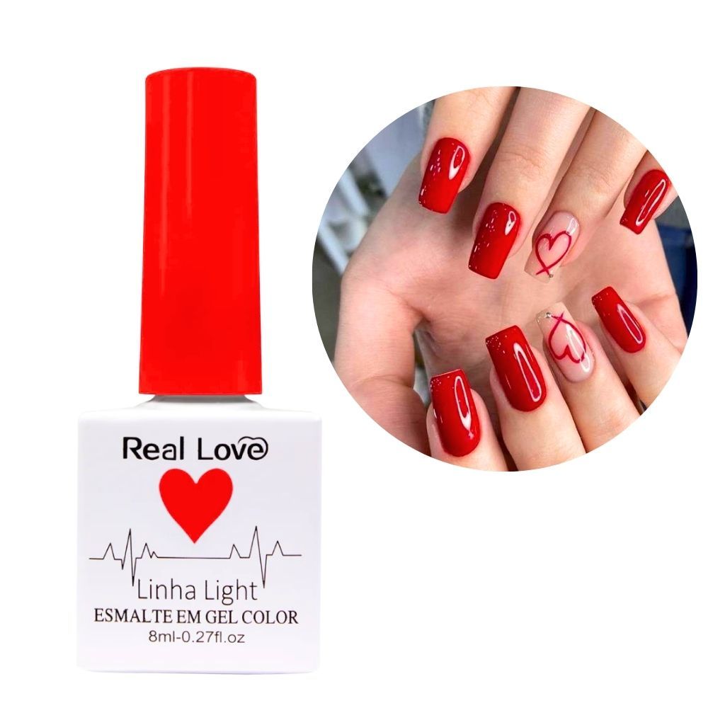Esmalte em Gel Real Love Tons de Vermelho Linha Light - Unhas Vermelhas Clássicas e Modernas — imagem 2 de 2