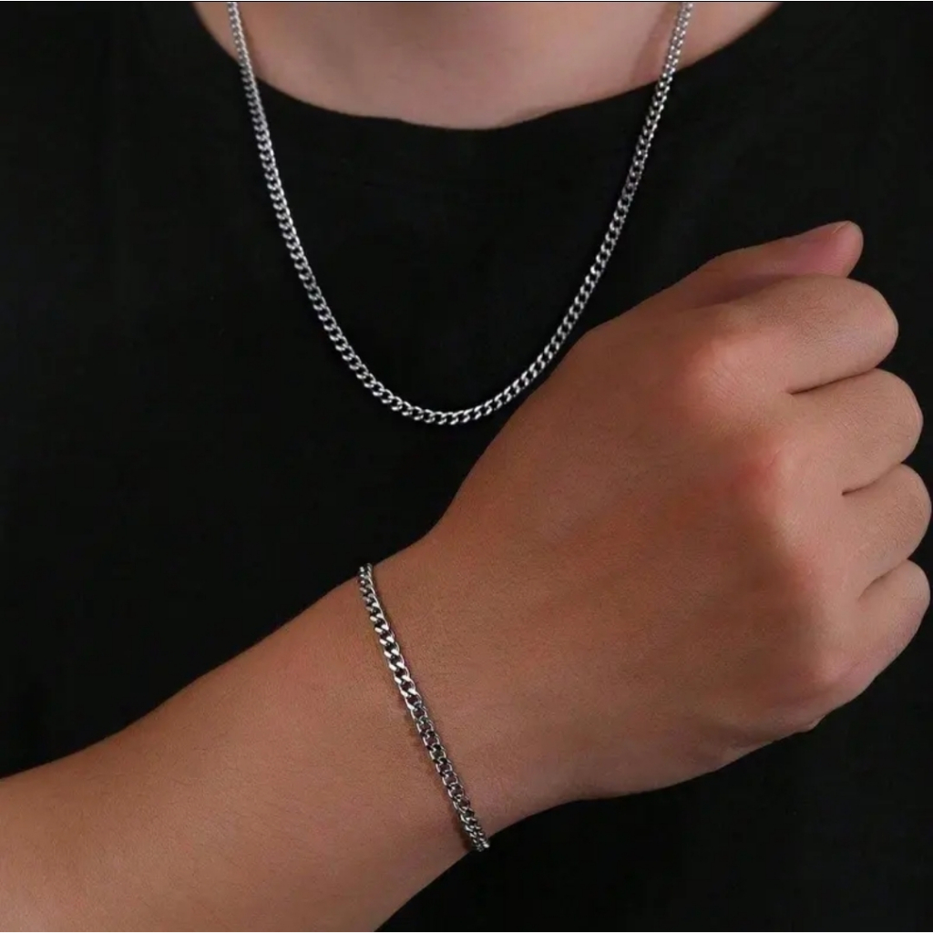 Corrente Colar Cordão Masculino 2mm em Aço Inox Prateada 60-70cm pulseira em Oferta na Shopee