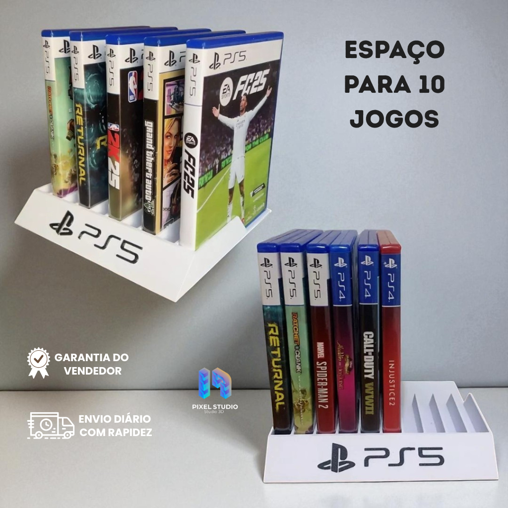 Suporte Porta jogos Playstation |PSP PS2 PS3 PS4 PS5 | Até 10 JOGOS