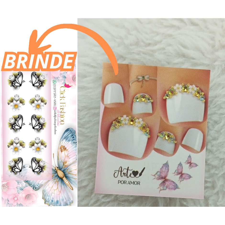 Kit 10 Joias de Unhas + BRINDE Adesivo de unha