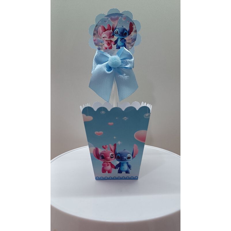 Centro de mesa Stitch e Angel Pegue e Monte Personalizados Lembrancinhas festa mêsversário decoração cachepo