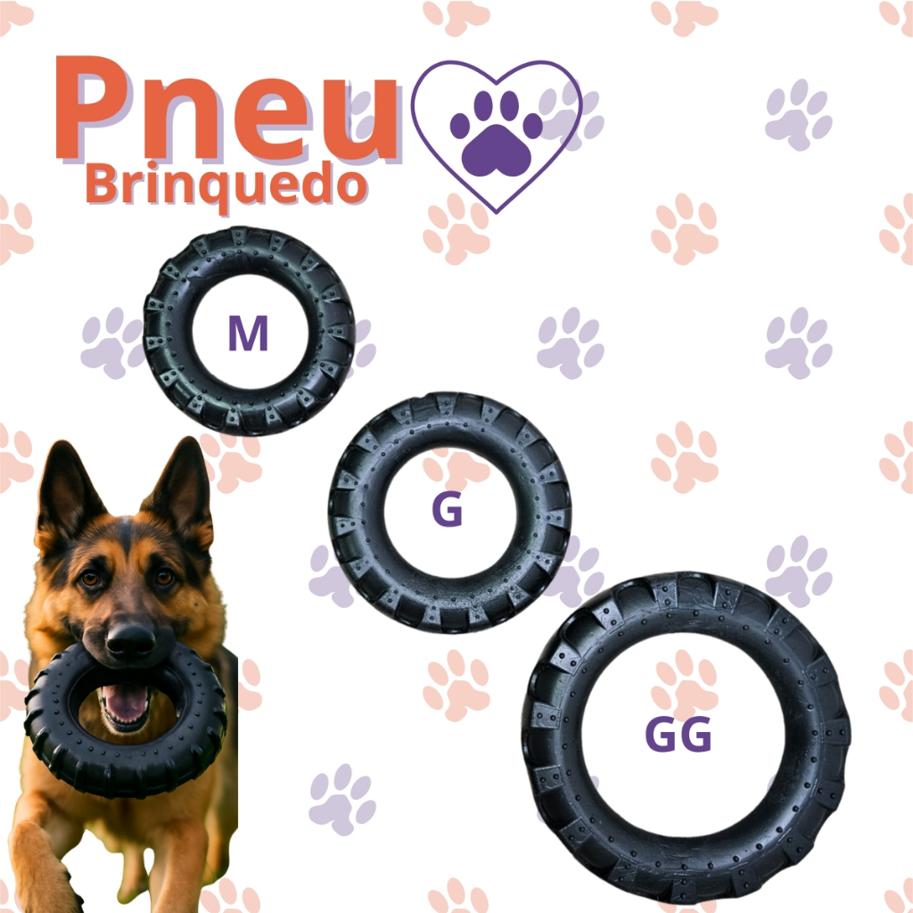 Brinquedo Mordedor Pneu de Borracha Maciça para Cachorro | Resistente | Brie Pet (M/G/GG)