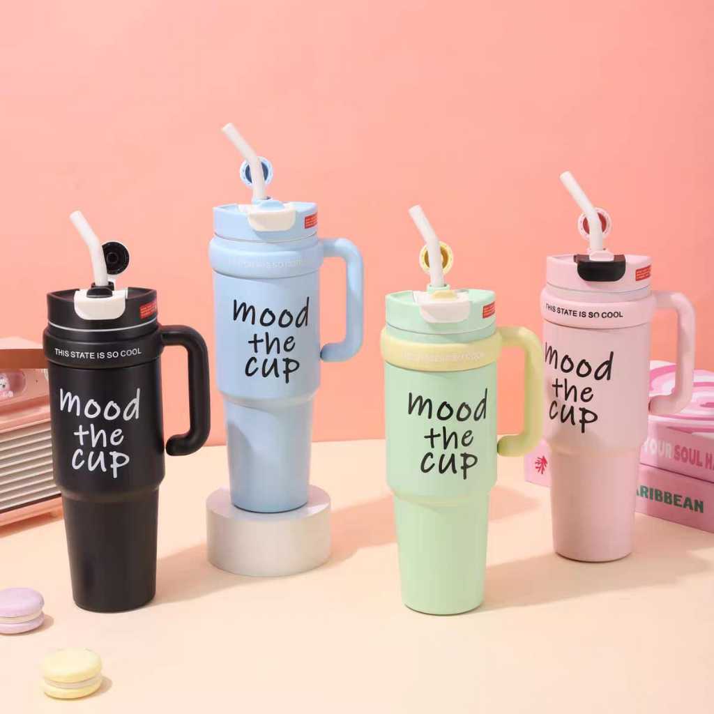 Jumbo Caneca com canudo  1000ml Caneca isolada de aço inoxidável 316 Garrafa de água fria