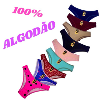 KIT, COM CALCINHAS 100% ALGODÃO MUITO CONFORTAVEL P, M, G, GG em Oferta na Shopee