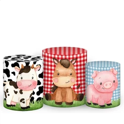 Trio Capas De Cilindro em Tecido Sublimado Veste Fácil C/ Elástico Fazendinha Animais