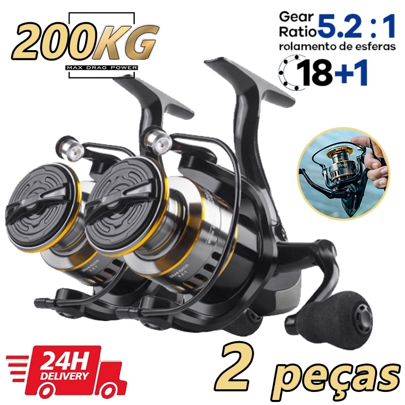 Kit 2 90kg Maximum Carretel De Pesca Profissional 18 + 1BB 5 ; 2 1 De Metal Para Mão Esquerda E Direita