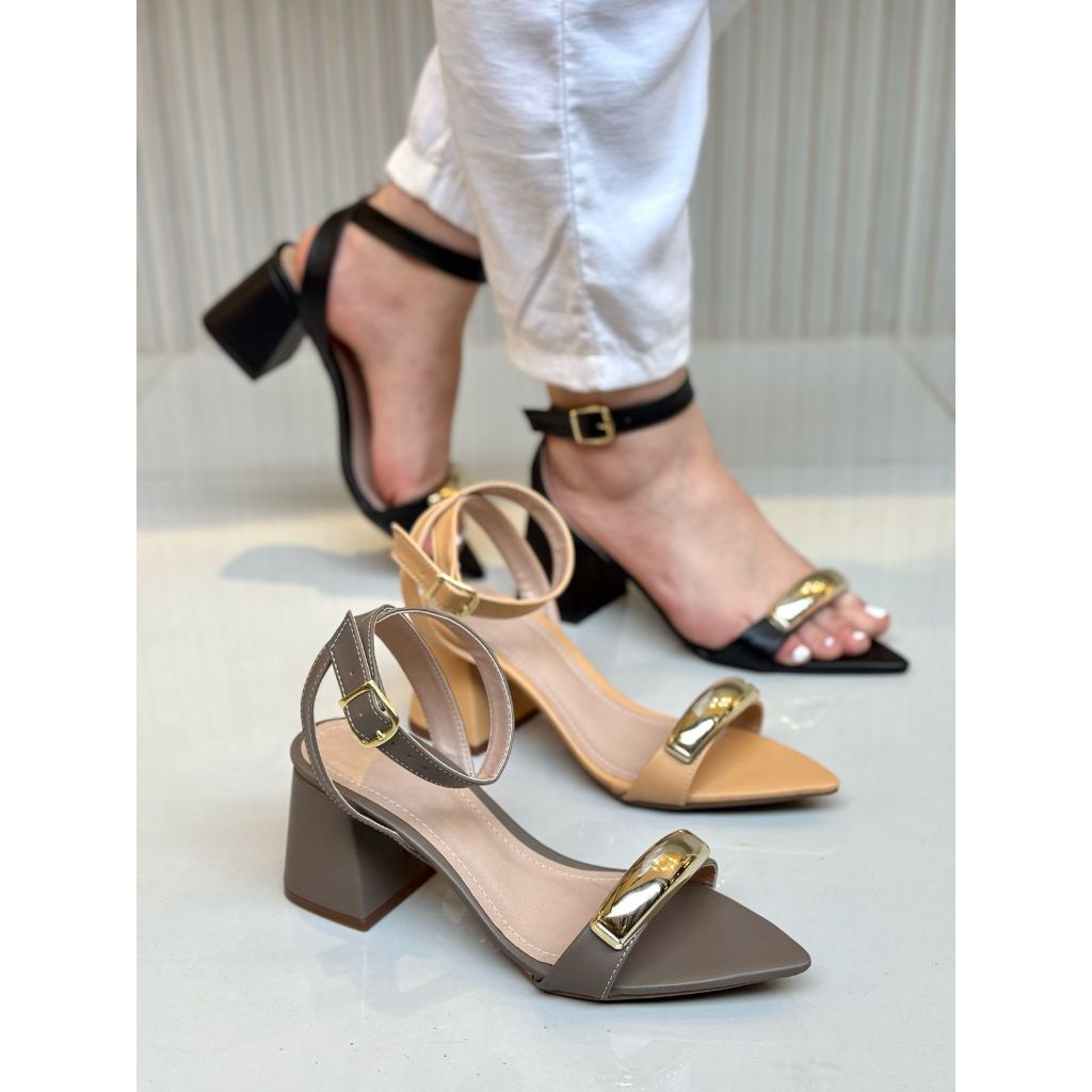 Sandália Bico Folha |Sandália Moda Blogueirinha  Salto alto em Oferta na Shopee