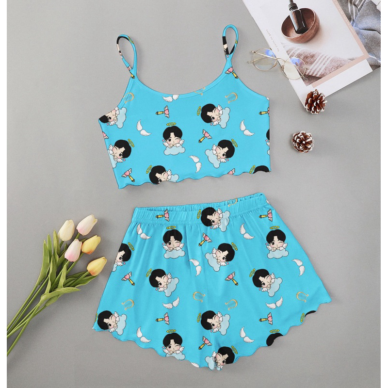 Pijama Virgínia Bts Roupa de dormir Baby dool Virgínia PIJAMA BTS