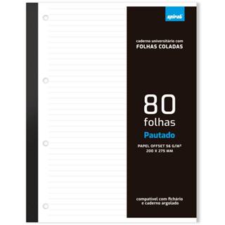 Folha Refil 4 Furos Bloco Para Fichário Spiral 80 folhas em Oferta na Shopee
