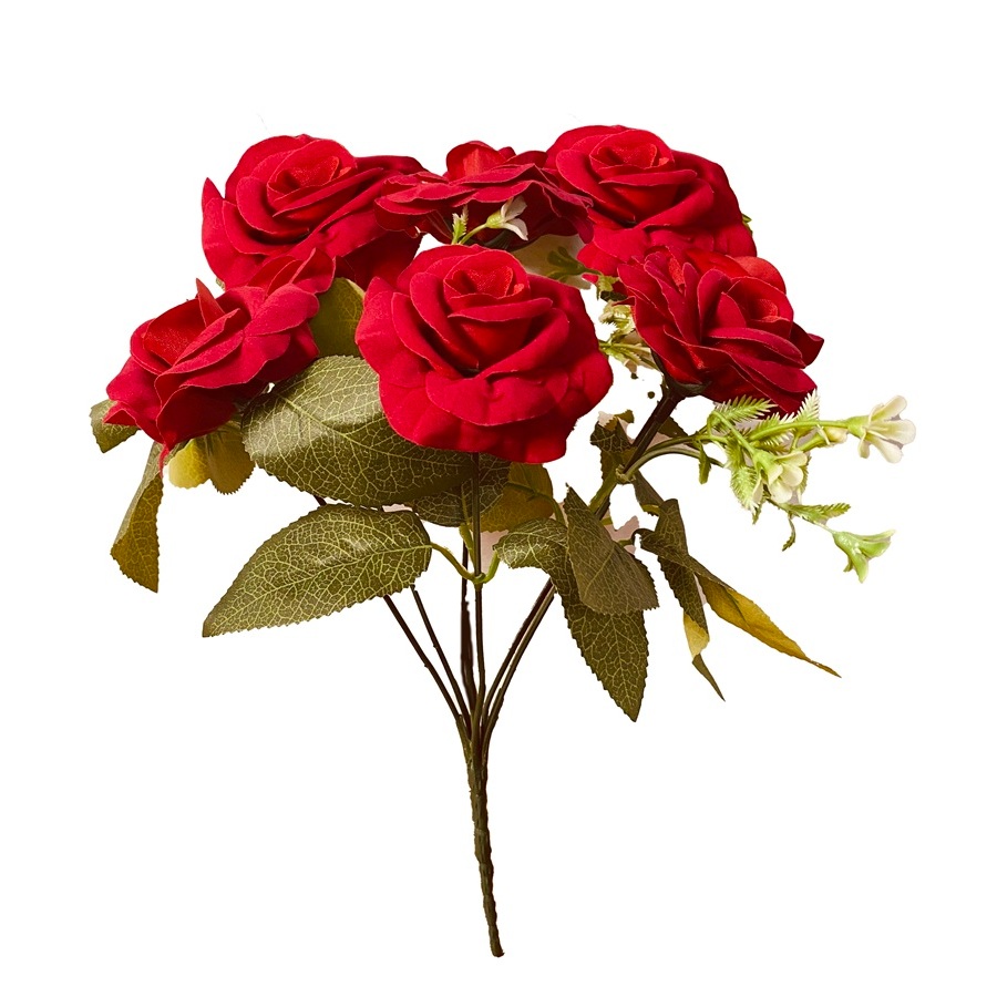 (TYP) 1 Buquê Com 6 Rosas De Veludo Vermelhas Médias Artificiais = Flores Artificial Decoração em Oferta na Shopee