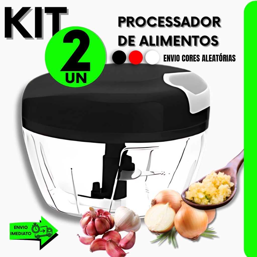 Kit 2 Processador de Alimentos 3 Lâminas em Inox do Chef Profissional P/ Restaurante Bar e Cozinha