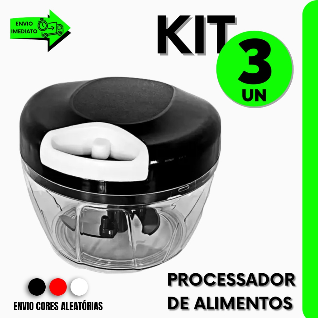 Kit 3 Processador de Alimento - 3 Lâminas Aço Inox Para Chef de Cozinha De Restaurante Casa e Bar