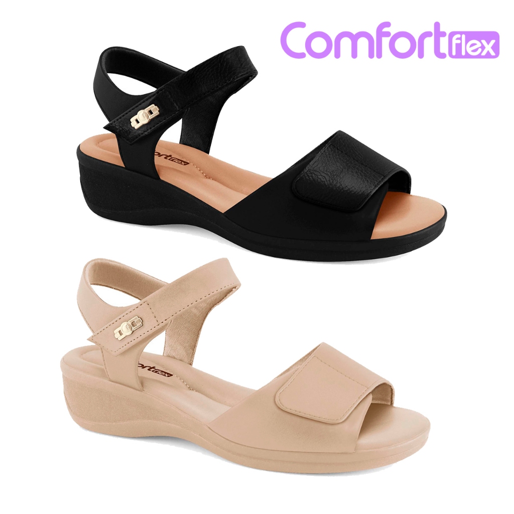 Sandália Feminina Comfortflex Ortopédica Ultraconforto Macia Fivela Confortável Original