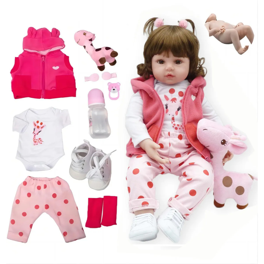 Boneca Bebê Reborn Silicone Girafinha 48cm Menina Pode Banho em Oferta na Shopee