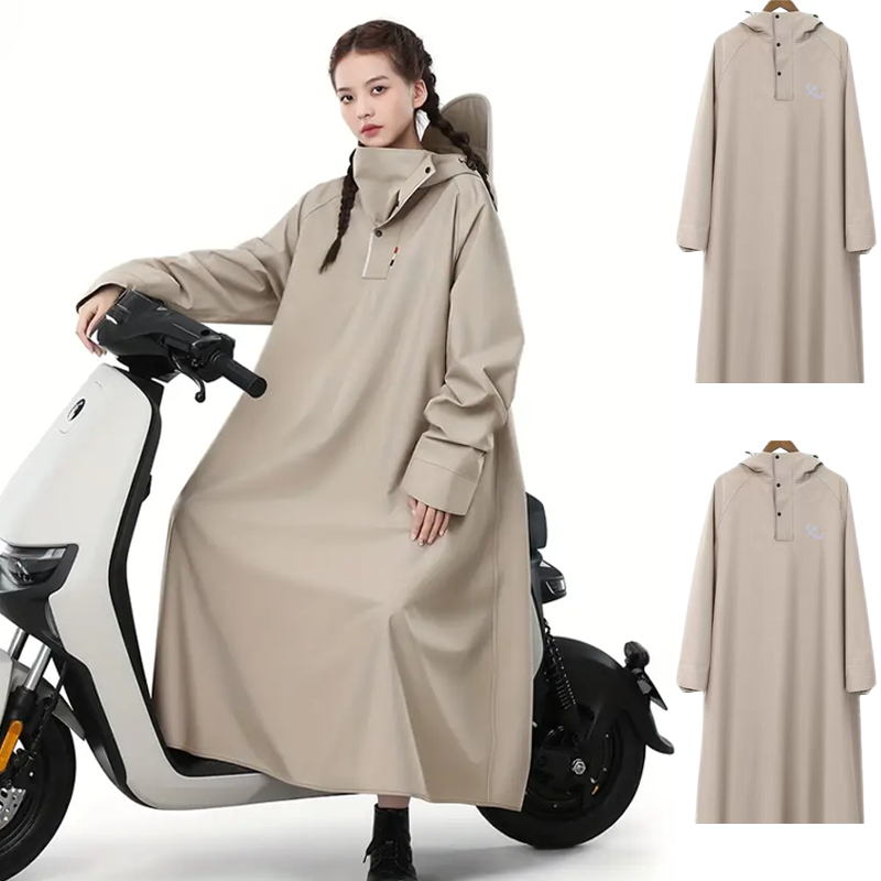 Capa de chuva impermeável, com capa de motor ajustável - longa, à prova de vento, cobertura de corpo inteiro