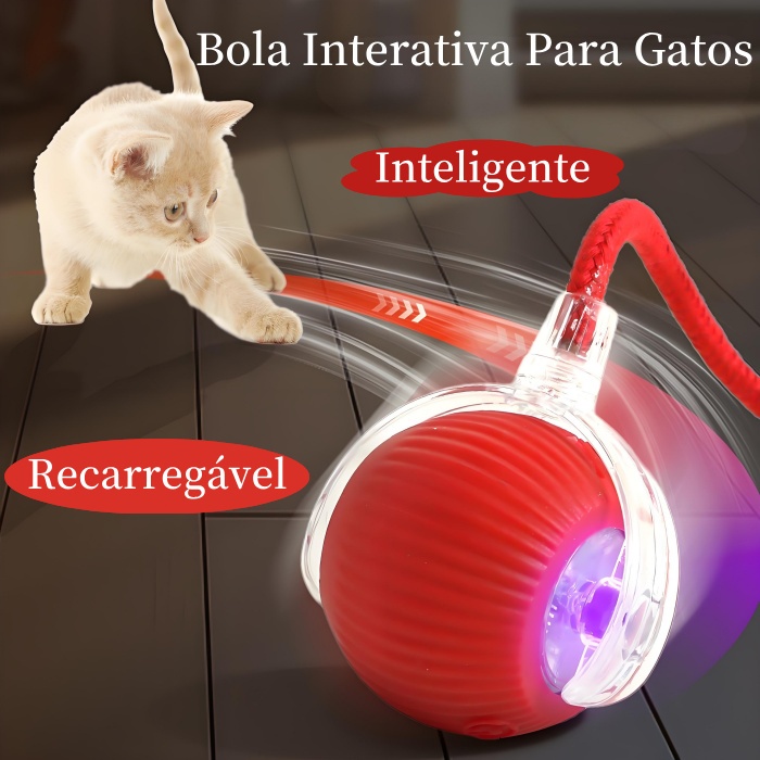 Bola Interativa Para Gatos Rolagem Inteligente Recarregável Cauda Falsa Entretenimento de Gatos