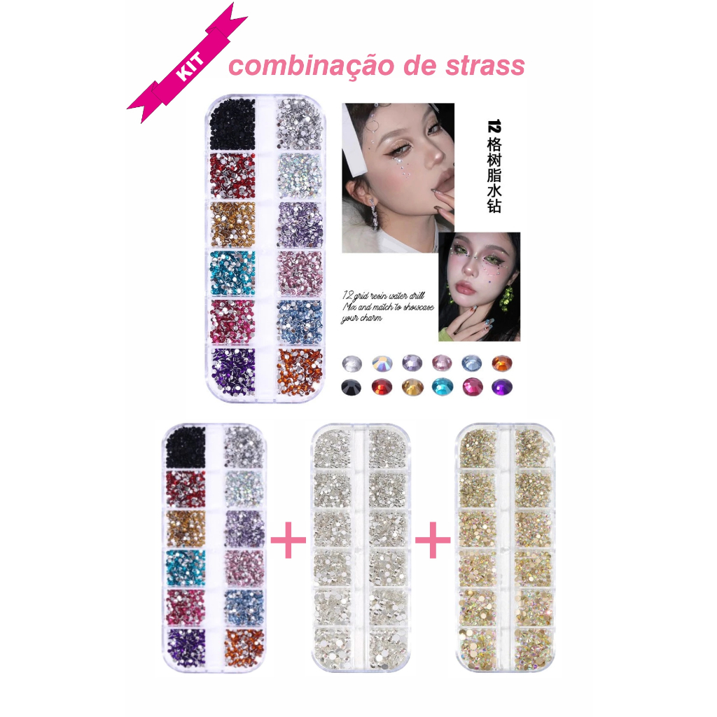 Strass coloridos/prateados/dourados Strass Para Maquiagem e Nail Art
