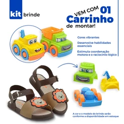 Sandália Papete Nenem Menino Leãozinho Leve Macio Confortável Pé com Pé Brinde