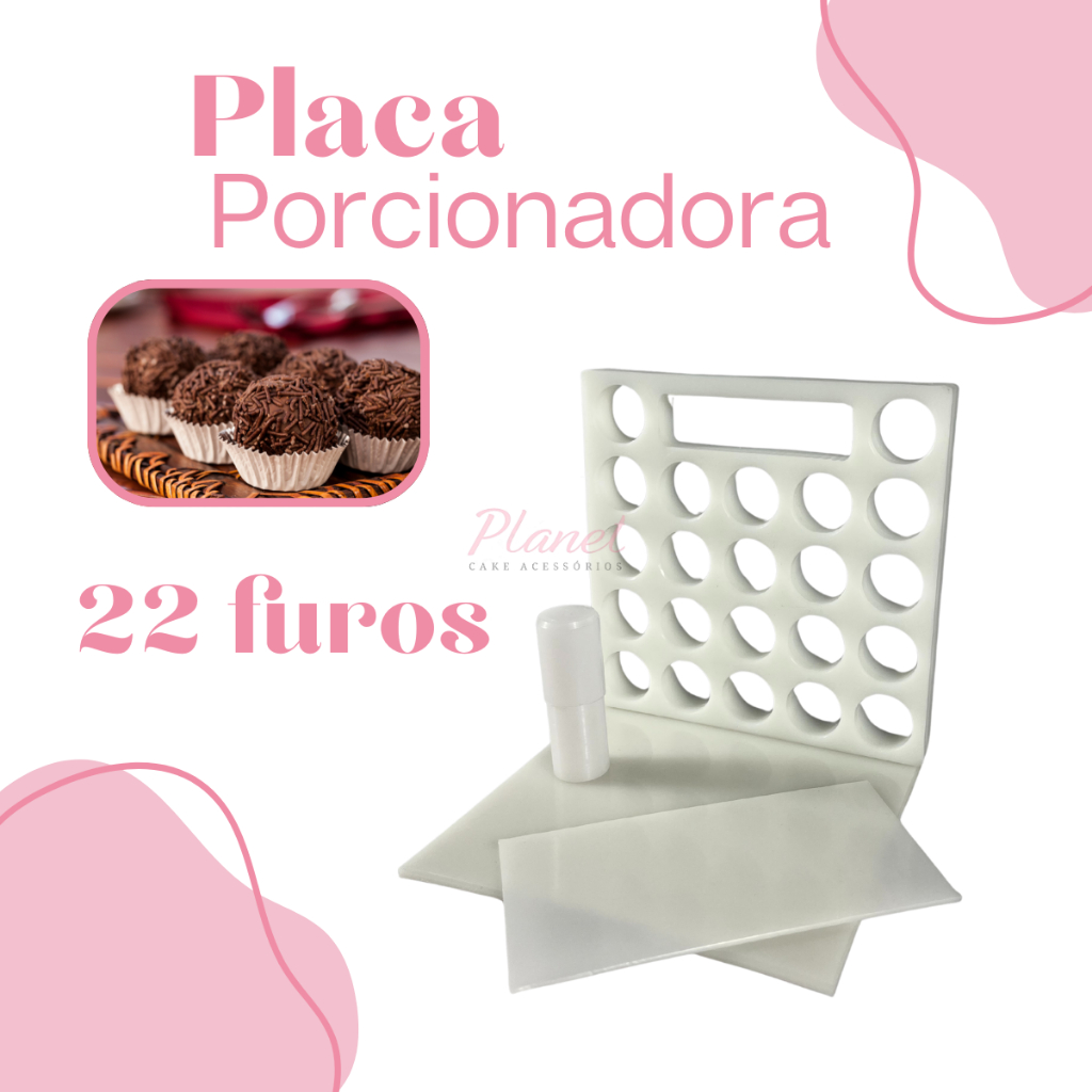 Placa Porcionadora Dosadora de Doces Brigadeiro Beijinho com bastão e espátula em Oferta na Shopee
