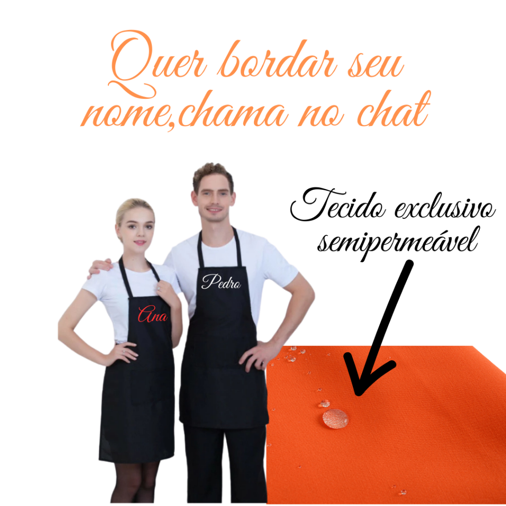 2 Avental BORDADO em tecido Oxford Premium luxo,uniforme,farda,personalizado,cozinha,chef,maes,pais
