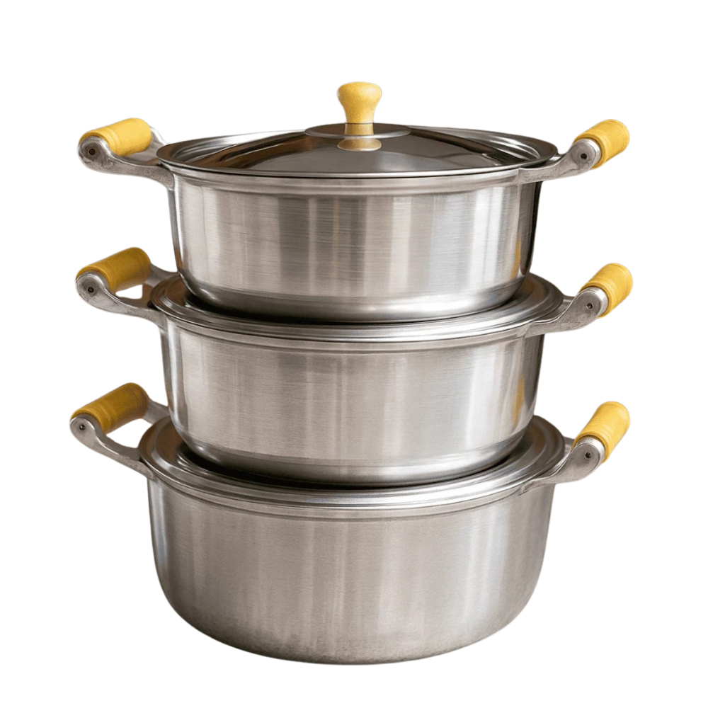 conjunto jogo de panelas grande ou panelas avulsa em alumínio batido fundido grosso polido