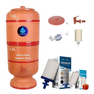 FILTRO DE BARRO ARTESANAL PURIFICADOR DE 3 LITROS TOTAIS (1,5L + 1,5L) ELEGANTE E EFICIENTE em Oferta na Shopee