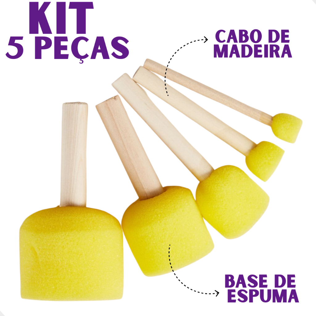 Kit 5 Pincel Batedor de Espuma Mousse Para Pintura em Oferta na Shopee