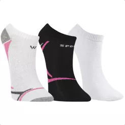 Kit 3 Pares Meia Invisível Feminina Esportiva Algodão Confortável Treinos Caminhadas Academia