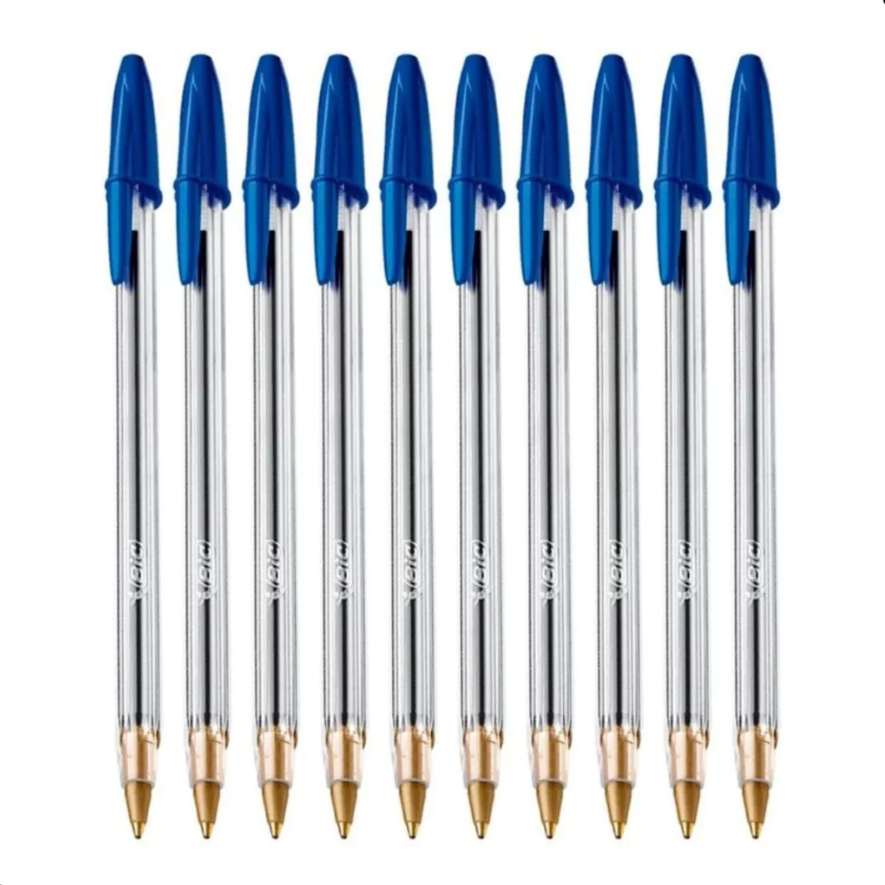 Kit 10 Canetas Bic Azul Clássica Esferográfica Cristal Ponta Média em Oferta na Shopee