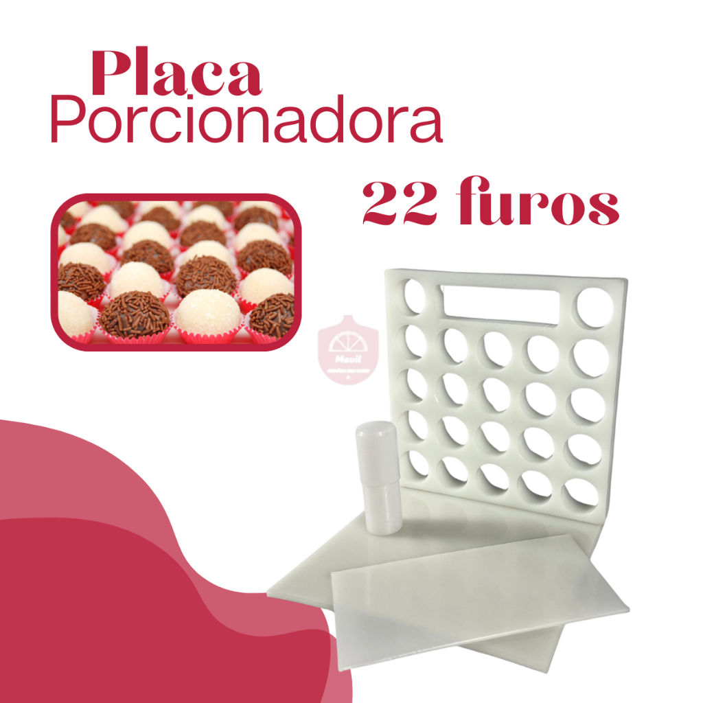 Placa Porcionadora Dosadora de Brigadeiro/Beijinho/Doces com espátula e bastão em Oferta na Shopee