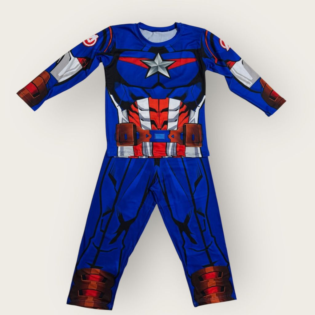 Pijama Infantil Capitão América Fantasia Temática Capitão América Conjunto Camiseta Calça Infantil Masculina Heróis Bara