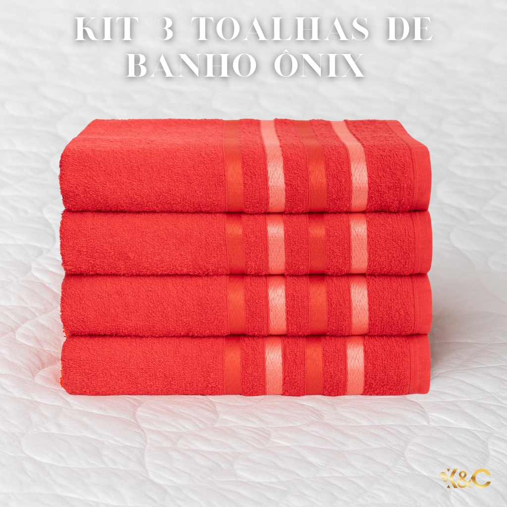 KIT 3 Toalhas De Banho Premium Classic - 100% Algodão - Linha ÔNIX em Oferta na Shopee