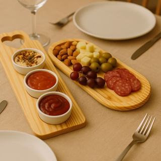 Kit Tábuas Servir Frios Petiscos 3 Ramequins Porcelana Molhos Temperos Bandeja Madeira Pinus Mesa Posta Decoração em Oferta na Shopee
