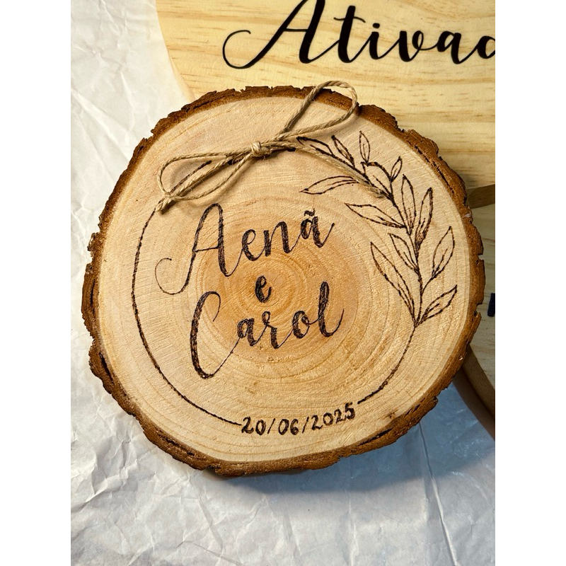 Porta alianças rústico PARA CASAMENTO madeira personalizado 17cm em Oferta na Shopee