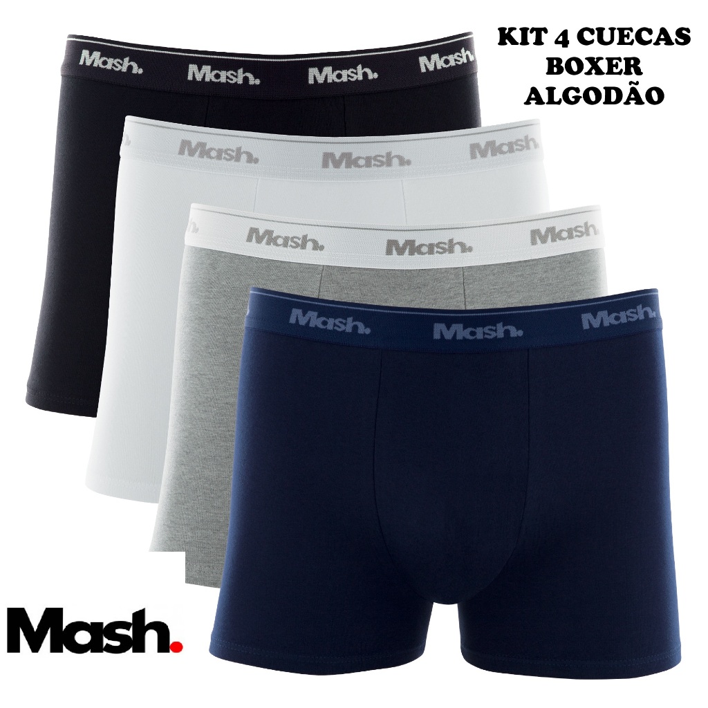 Kit 4 Cuecas Mash Box Boxer Cotton Algodão