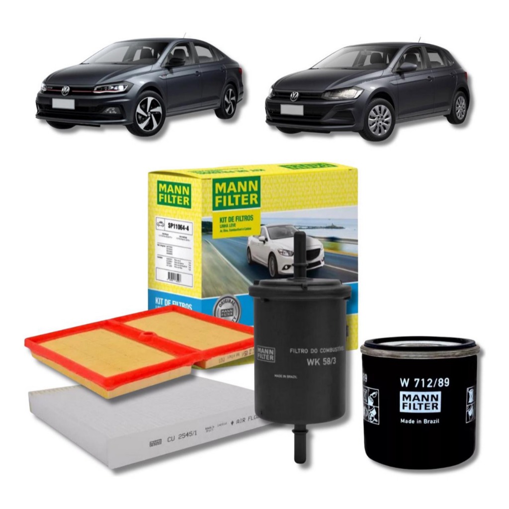 Kit Filtro Revisão para Volkswagen Polo / Virtus 1.0 12V TSi (Óleo + Ar + Combustível + Ar Condicionado) em Oferta na Shopee