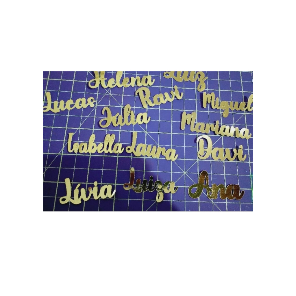Aplique Personalizado Lamicote Dourado/ Prata com Nome luxo -decoração lembrancinhas caixinhas