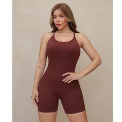 Macacão Feminino Fitness Esportivo Canelado Poliamida Academia Elástico 3RD SD1437
