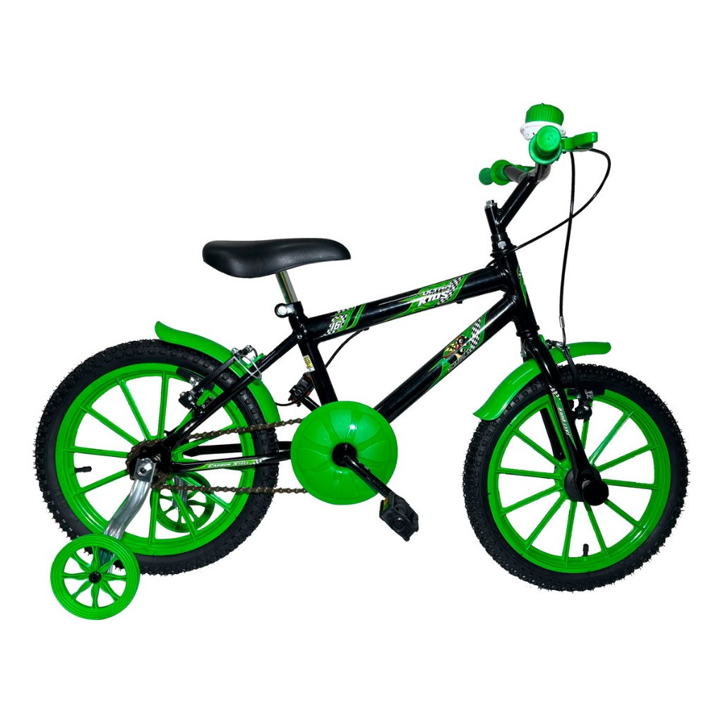 Bicicleta Menino/Menina Aro 16 Infantil Ultra Bikes Kids Preto/Verde