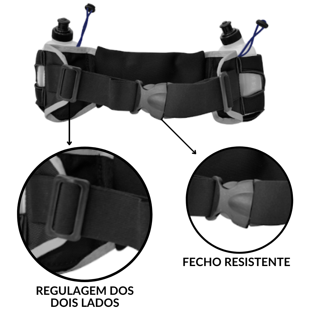 Cinto Pochete de Hidratação com Compartimento para Celular e Garrafas Inclusas Corrida Academia Crossfit Envio Imediato