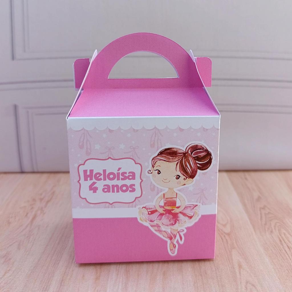 Lembrancinha aniversário infantil bailarina maletinha caixinha personalizada com nome e idade PEGUE E MONTE