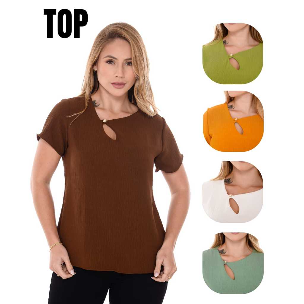 BLUSA FEMININA MANGA COM RECORDE E PEDRARIA DIAGONAL TECIDO DUNA PREMIUM 2025