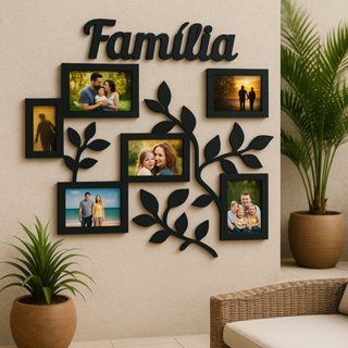 Porta Retrato de Parede Familia Galhos Mural Com 6 Espaços Para Fotos em Mdf em Oferta na Shopee