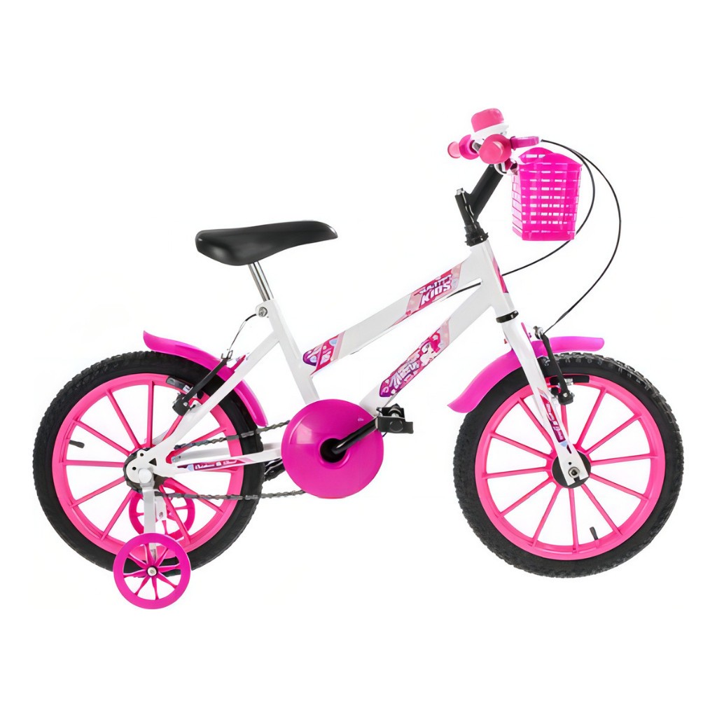 Bicicleta Menino/Menina Aro 16 Infantil Ultra Bikes Kids Branco/Rosa