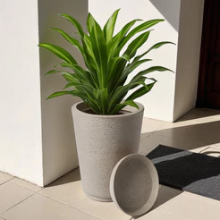 Vaso de Planta Decorativo Lux Modelo Escovado Com prato